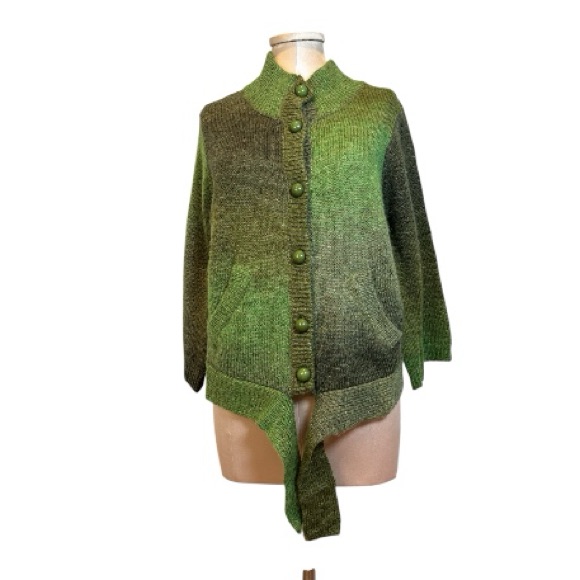 Art And Soul Green Ombr Cardigan Sweater 3/4 Length Sleeves Size Pl